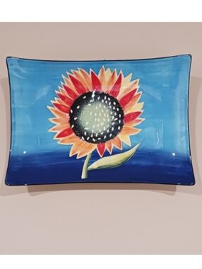 Sunflower Platter Wall Hanging Decor Curved Country Chic